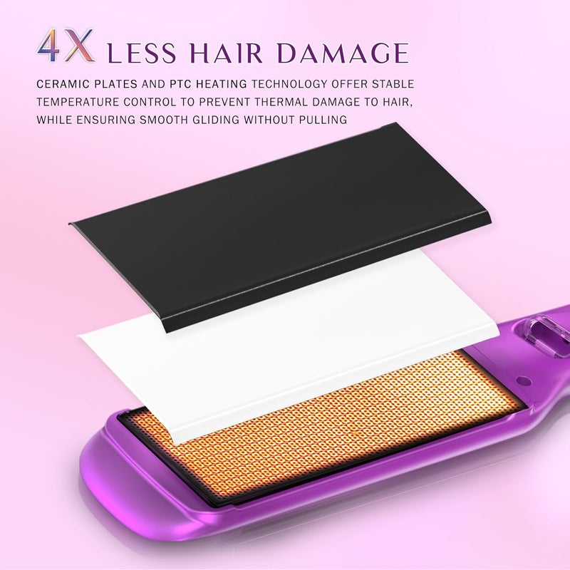 DORISILK 500 Degree High Temp Professional Hair Straightenr ， Ceramic Wide Flat Iron ，2 in 1 Hair Straightener and Curler，Plasma Flat Iron Hair Straightener Get Frizz-Free and Shiny (Purple) - Image 5